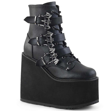 Swing-103 Heeled Platforms - Black Vegan Leather